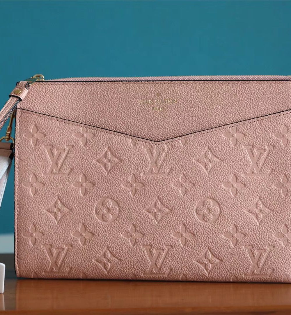 1:1 Replica Louis Vuitton Pochette Melanie MM Monogram Empreinte Pink For Women, Women's Wallets 9.2in/23cm LV