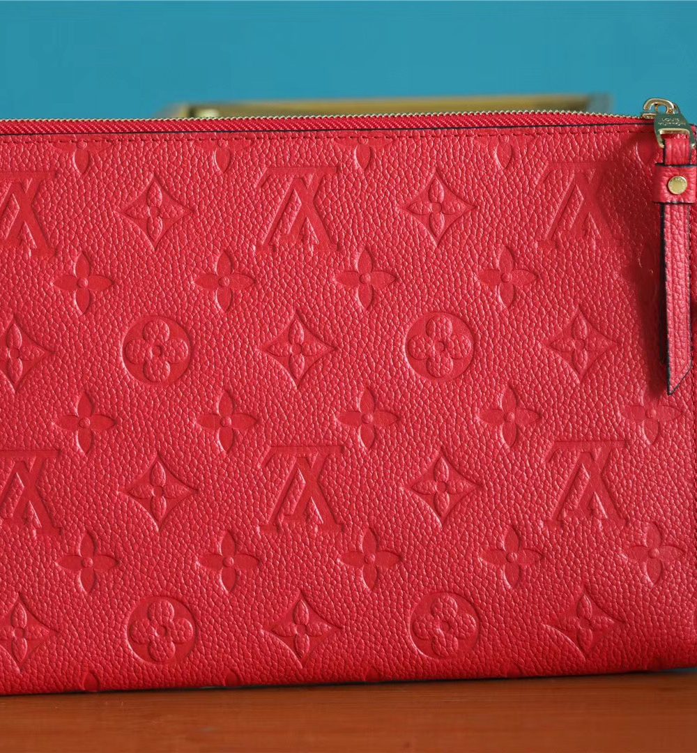1:1 Replica Louis Vuitton Pochette Melanie MM Monogram Empreinte Red For Women, Women's Wallets 9.2in/23cm LV