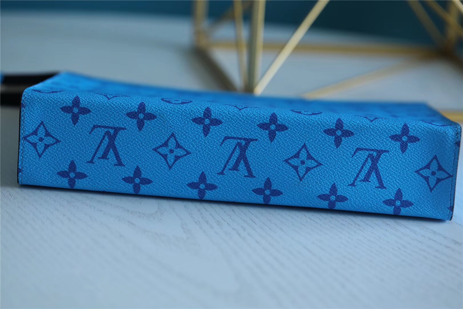 1:1 Replica Louis Vuitton Pochette Voyage MM Taiga and Monogram Eclipse Canvas Blue For Women, Women's Wallets 10.6in/27cm LV - Image 8