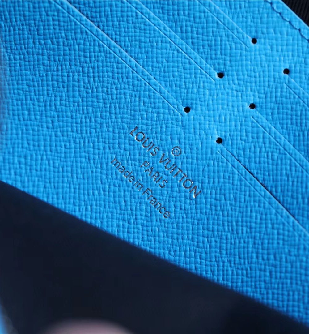 1:1 Replica Louis Vuitton Pochette Voyage MM Taiga and Monogram Eclipse Canvas Blue For Women, Women's Wallets 10.6in/27cm LV