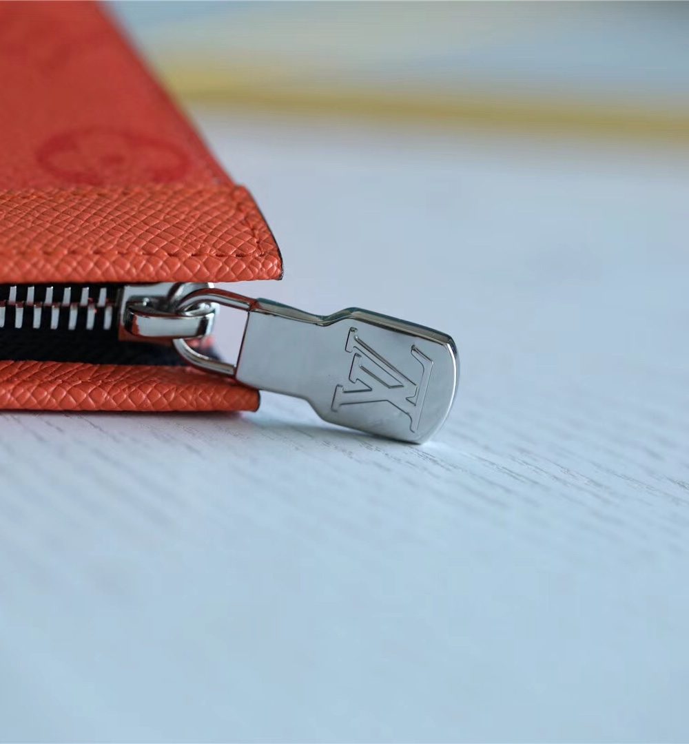 1:1 Replica Louis Vuitton Pochette Voyage MM Taiga and Monogram Eclipse Canvas Red For Women, Women's Wallets 10.6in/27cm LV