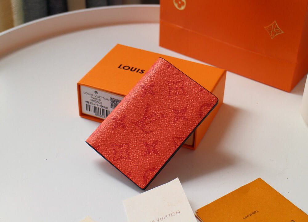 1:1 Replica Louis Vuitton Pocket Organizer Monogram Canvas Orange For Men, Men's Wallet 8cm LV M60502