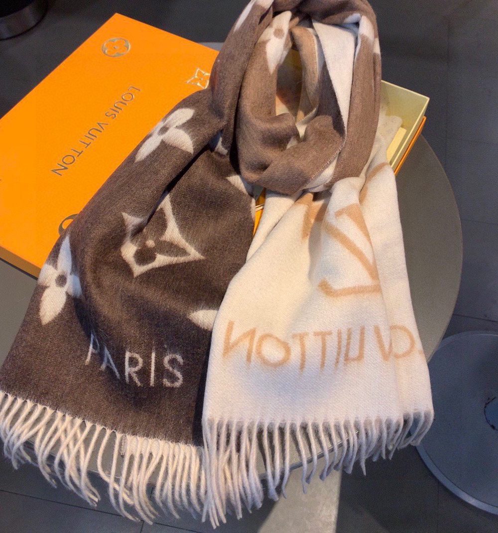 Louis Vuitton Reykjavik Gradient Cashmere Beige Scarf 220cm/87in M73675