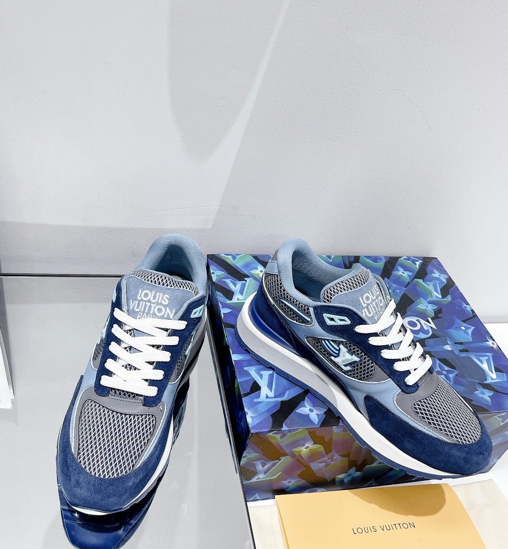 Louis Vuitton Run Away Sneaker Patent Monogram Material Blue For Women LV