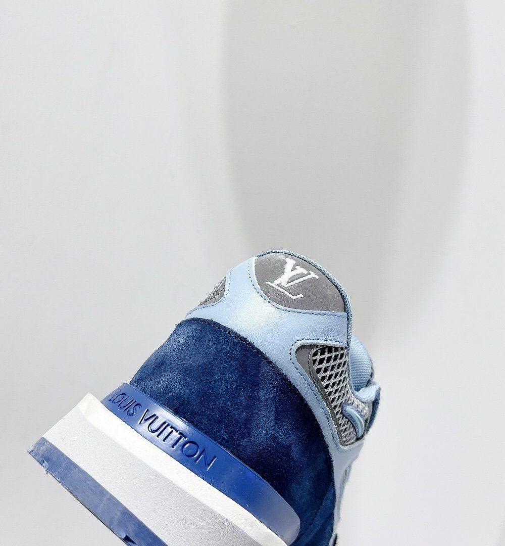 Louis Vuitton Run Away Sneaker Patent Monogram Material Blue For Women LV
