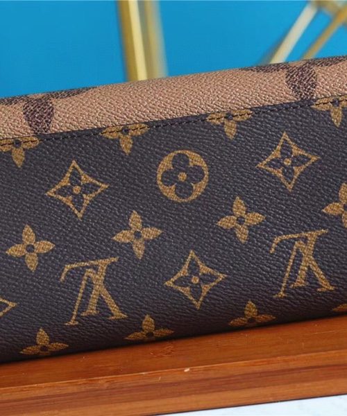1:1 Replica Louis Vuitton Sarah Wallet Monogram and Monogram Reverse Canvas For Women, Women's Wallets 7.5in/19cm LV M80726
