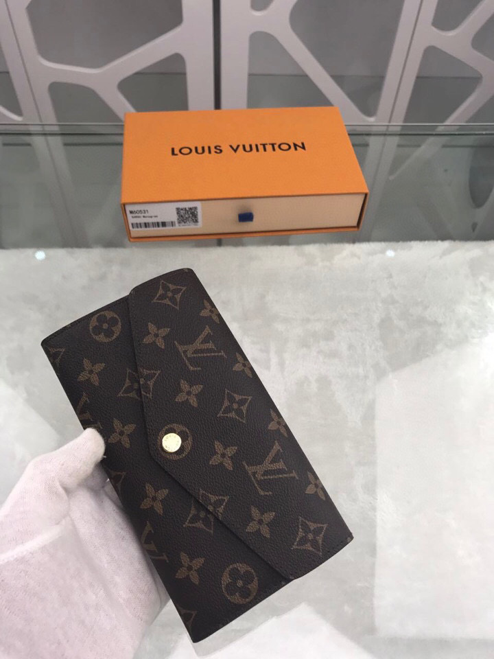 1:1 Replica Louis Vuitton Sarah Wallet Monogram Canvas For Women, Women's Wallets 7.5in/19cm LV M60531 - Image 4