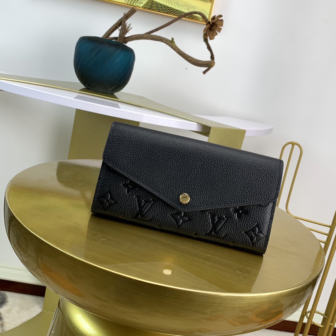 1:1 Replica Louis Vuitton Sarah Wallet Monogram Empreinte Black For Women, Women's Wallet 7.5in/19cm LV M61182 - Image 4