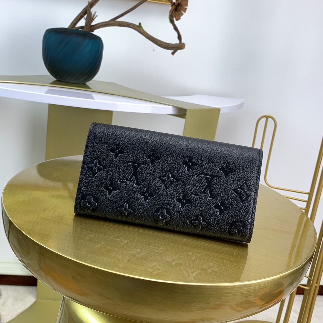 1:1 Replica Louis Vuitton Sarah Wallet Monogram Empreinte Black For Women, Women's Wallet 7.5in/19cm LV M61182 - Image 3