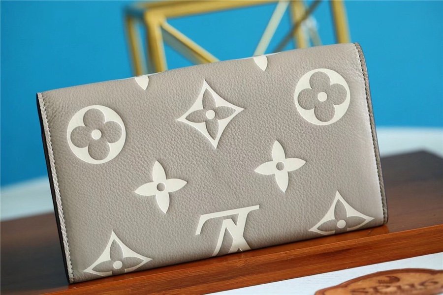 1:1 Replica Louis Vuitton Sarah Wallet Monogram Empreinte Tourterelle Gray / Cream For Women, Women's Wallets 7.5in/19cm LV M81049 - Image 7