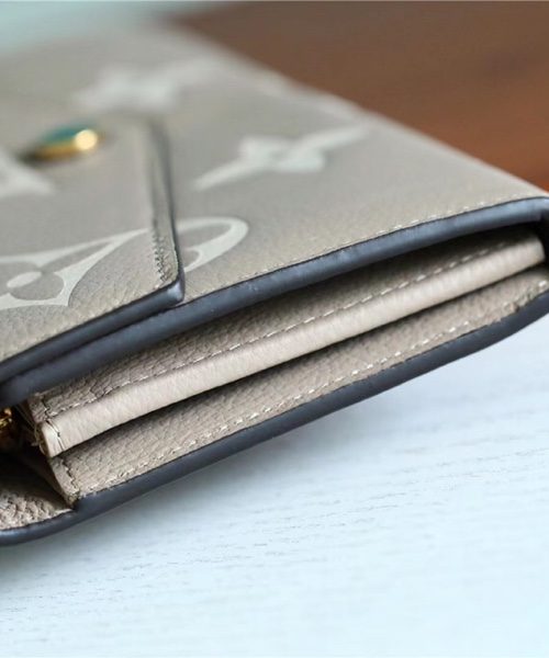 1:1 Replica Louis Vuitton Sarah Wallet Monogram Empreinte Tourterelle Gray / Cream For Women, Women's Wallets 7.5in/19cm LV M81049