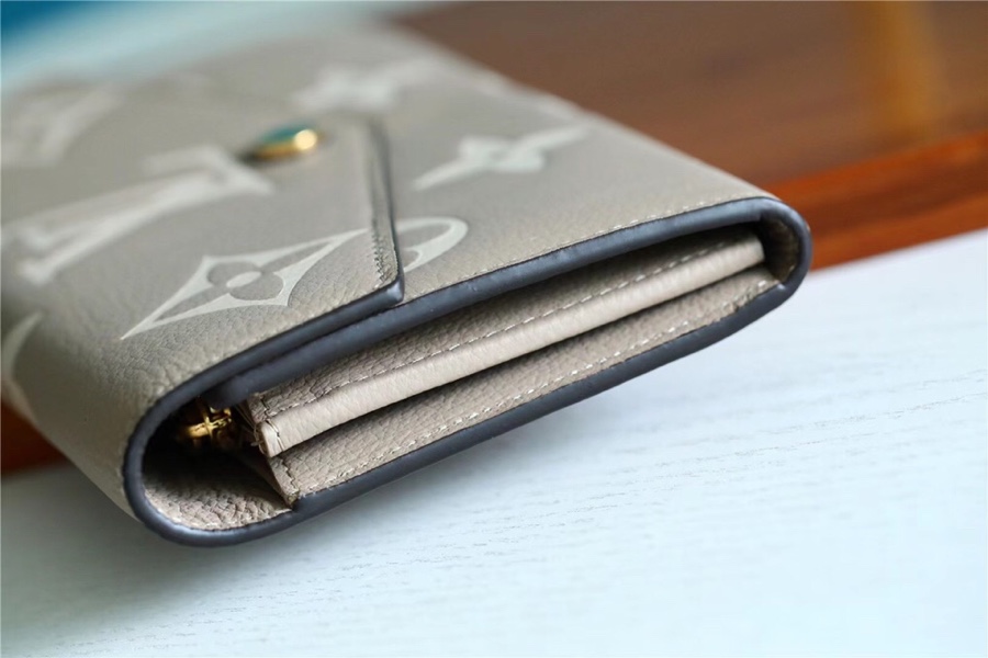 1:1 Replica Louis Vuitton Sarah Wallet Monogram Empreinte Tourterelle Gray / Cream For Women, Women's Wallets 7.5in/19cm LV M81049 - Image 2