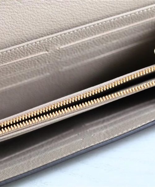 1:1 Replica Louis Vuitton Sarah Wallet Monogram Empreinte Tourterelle Gray / Cream For Women, Women's Wallets 7.5in/19cm LV M81049