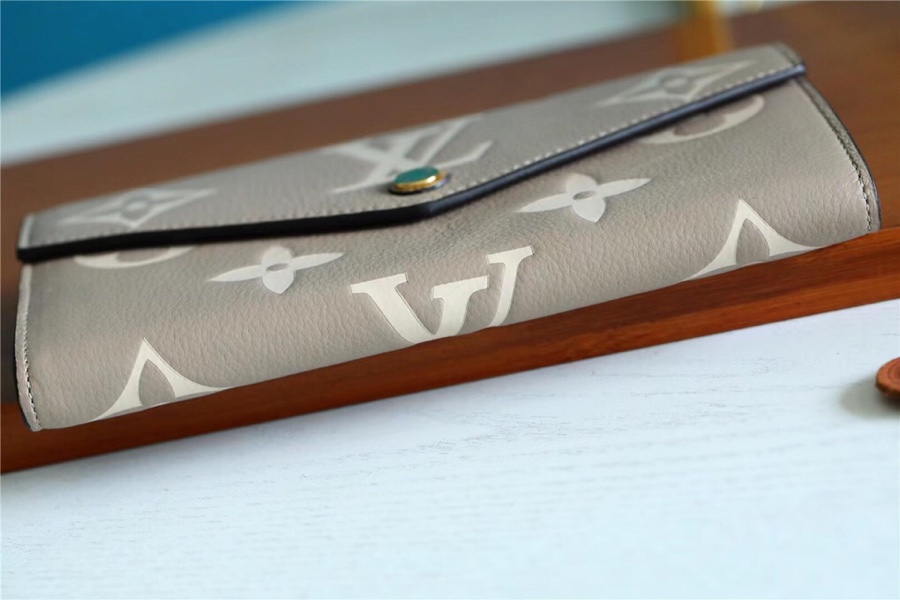 1:1 Replica Louis Vuitton Sarah Wallet Monogram Empreinte Tourterelle Gray / Cream For Women, Women's Wallets 7.5in/19cm LV M81049 - Image 8