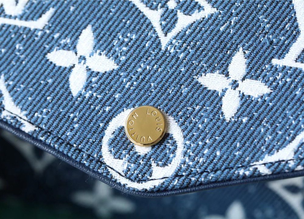 1:1 Replica Louis Vuitton Sarah Wallet Monogram Jacquard Denim Navy Blue For Women, Women's Wallets 7.5in/19cm LV 
