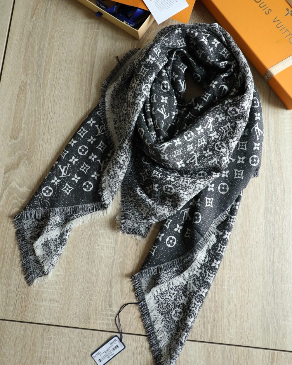 Louis Vuitton Silk Wool Square Dark Blue Scarf 140cm/55in