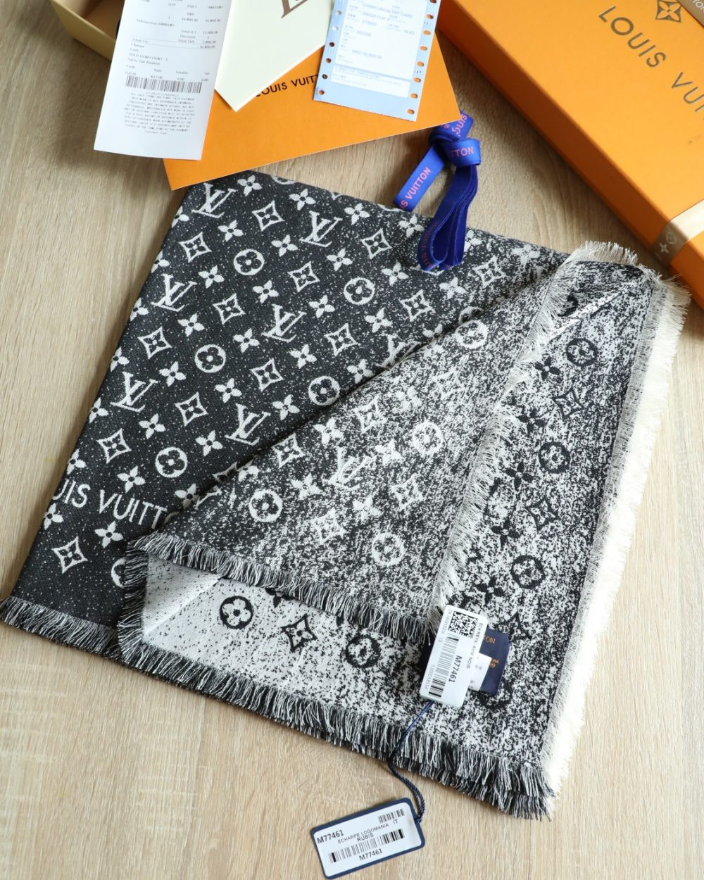 Louis Vuitton Silk Wool Square Dark Blue Scarf 140cm/55in