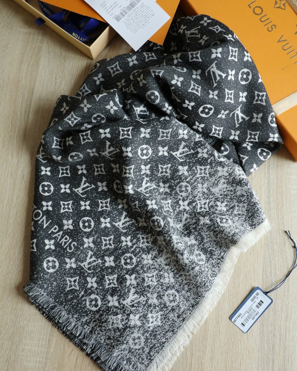 Louis Vuitton Silk Wool Square Dark Blue Scarf 140cm/55in