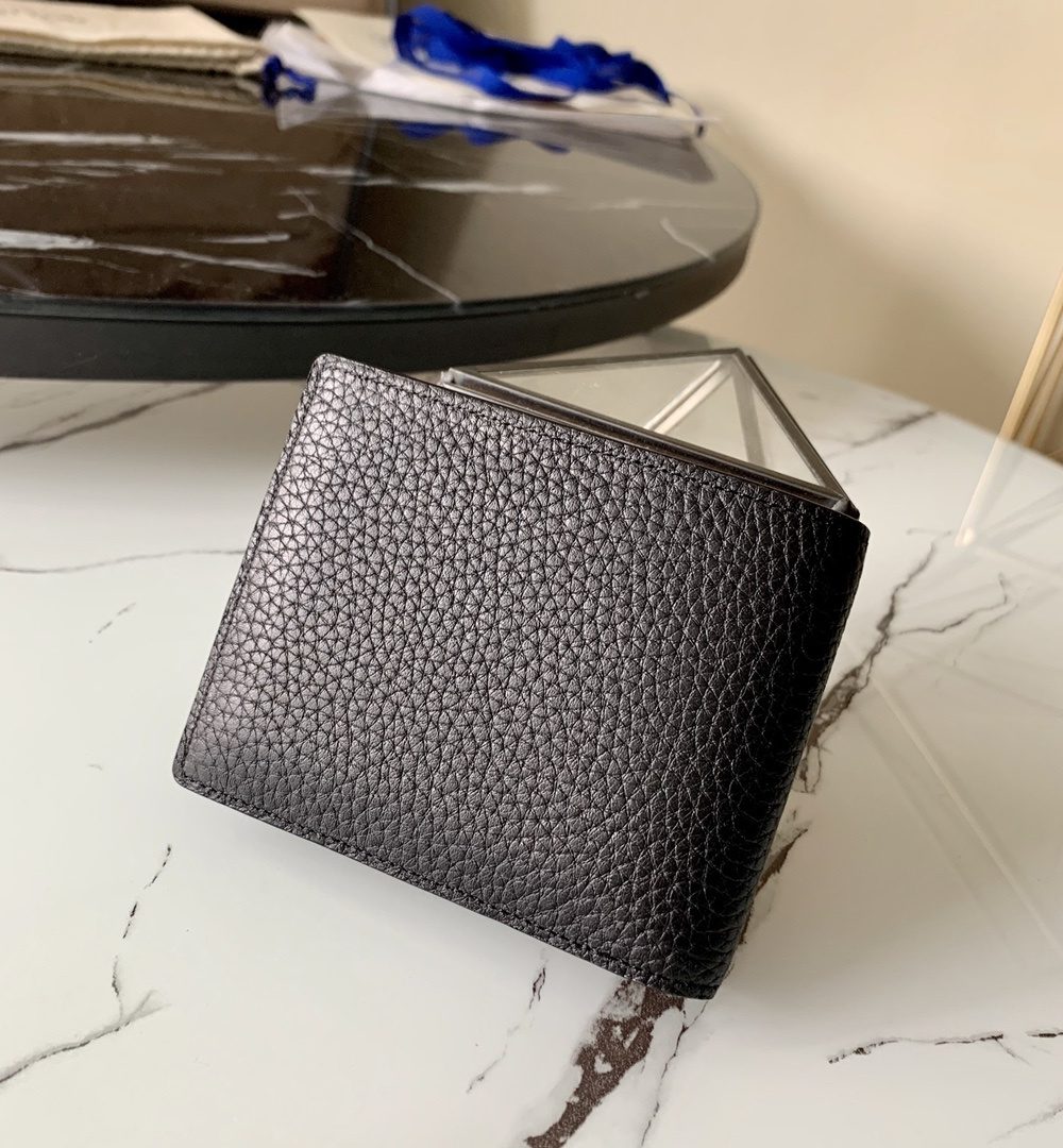 1:1 Replica Louis Vuitton Slender Wallet Taiga Black For Men, Men's Wallet 4.3in/11cm LV M30539