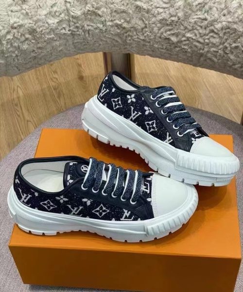Louis Vuitton Squad Sneaker Monogram Denim Black For Women LV