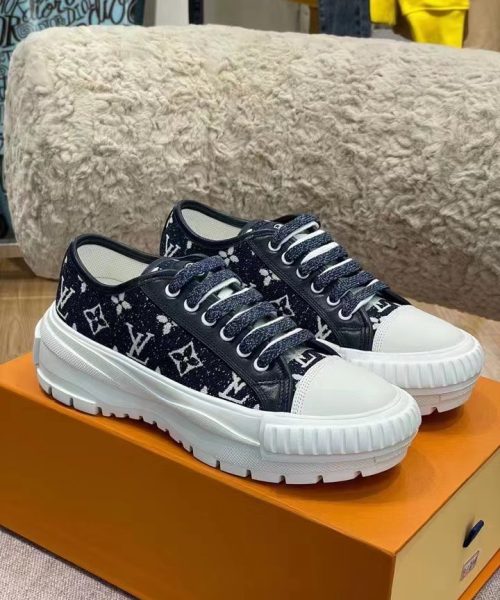 Louis Vuitton Squad Sneaker Monogram Denim Black For Women LV
