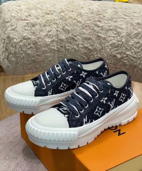 Louis Vuitton Squad Sneaker Monogram Denim Black For Women LV