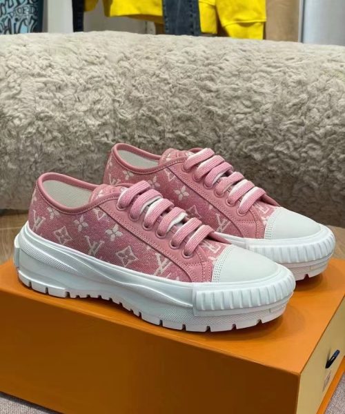 Louis Vuitton Squad Sneaker Monogram Denim Pink For Women LV 1A9S0M