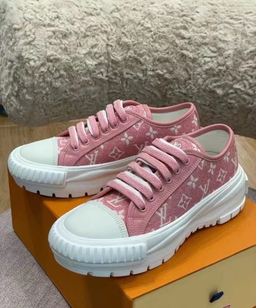 Louis Vuitton Squad Sneaker Monogram Denim Pink For Women LV 1A9S0M