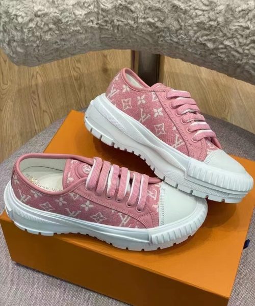 Louis Vuitton Squad Sneaker Monogram Denim Pink For Women LV 1A9S0M