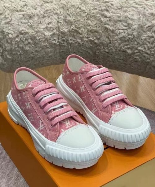 Louis Vuitton Squad Sneaker Monogram Denim Pink For Women LV 1A9S0M