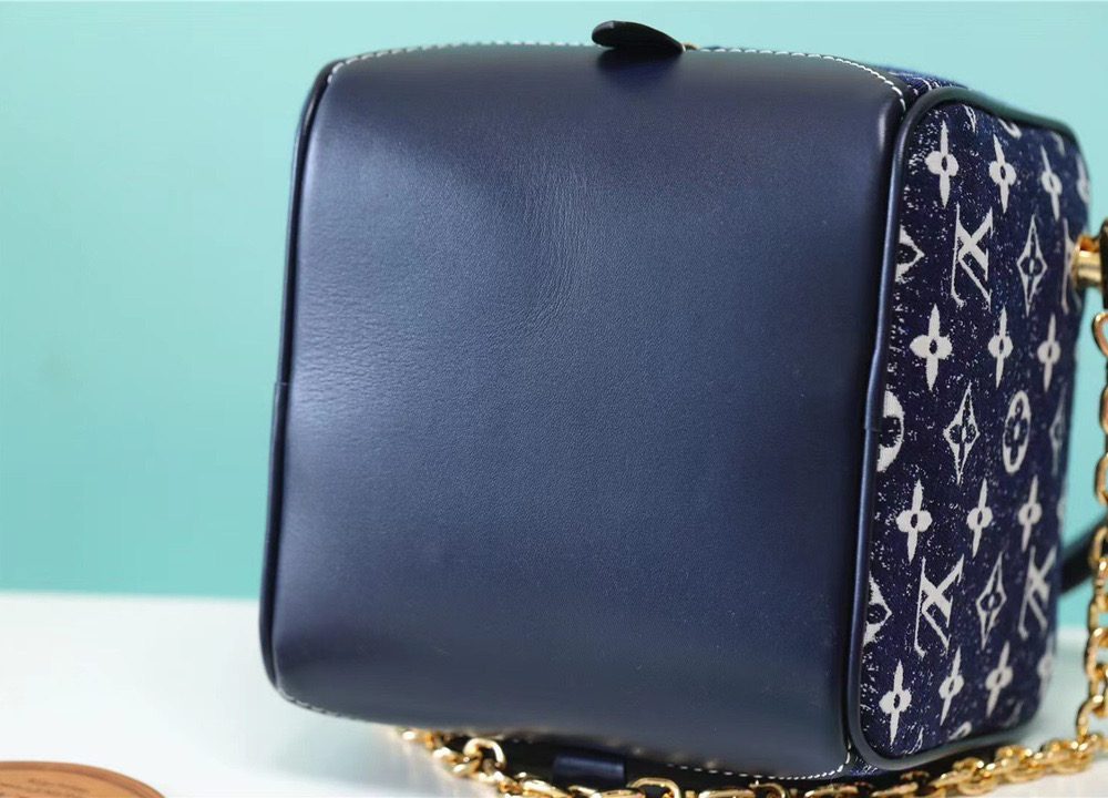 1:1 Replica Louis Vuitton Square Bag Jacquard Denim By Nicolas Ghesquiere Black For Women, Women's Bags, Shoulder And Crossbody Bags 6.3in/16cm LV