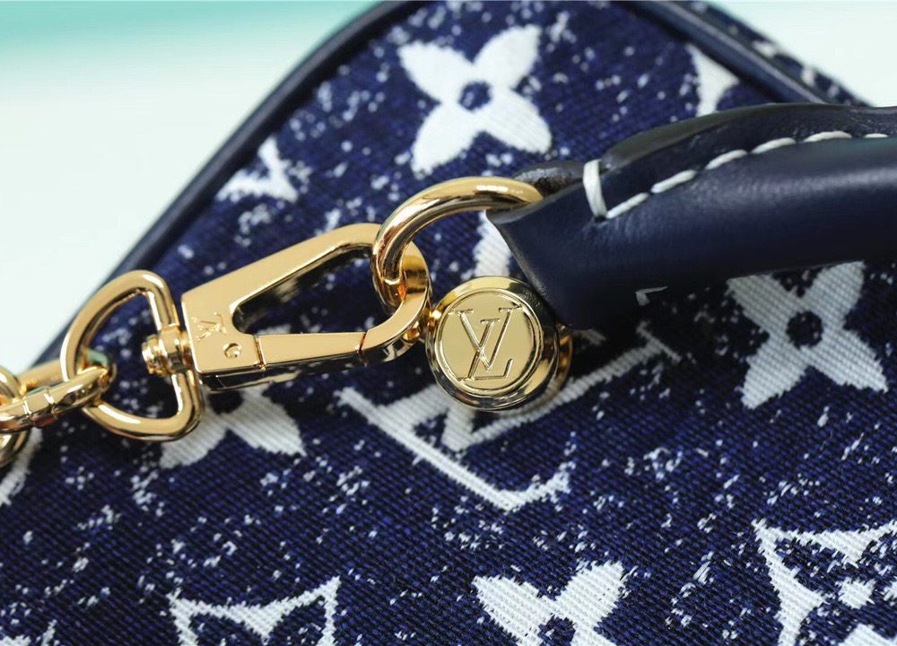 1:1 Replica Louis Vuitton Square Bag Jacquard Denim By Nicolas Ghesquiere Black For Women, Women's Bags, Shoulder And Crossbody Bags 6.3in/16cm LV