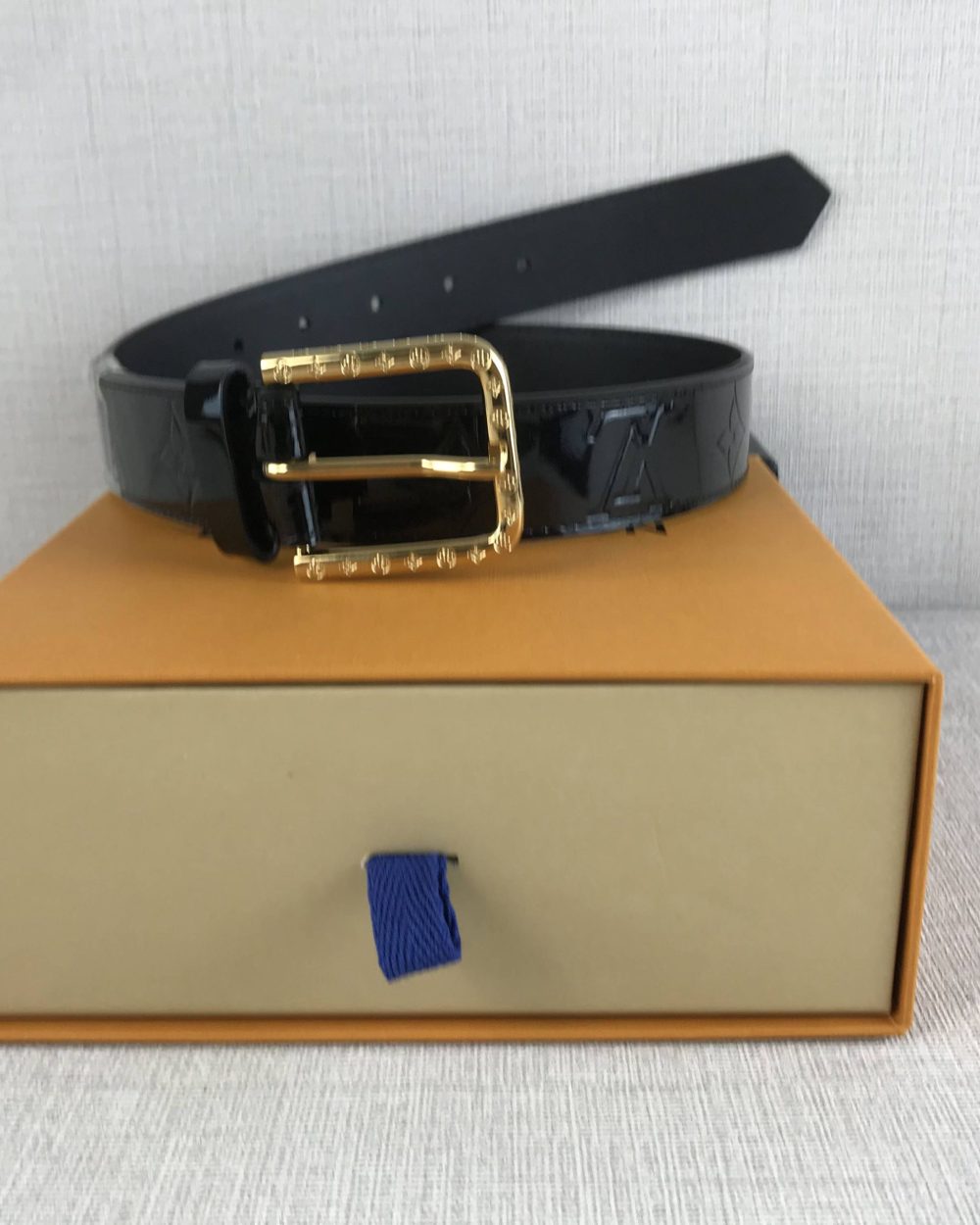 1:1 Replica Louis Vuitton Square Iconic Belt Black