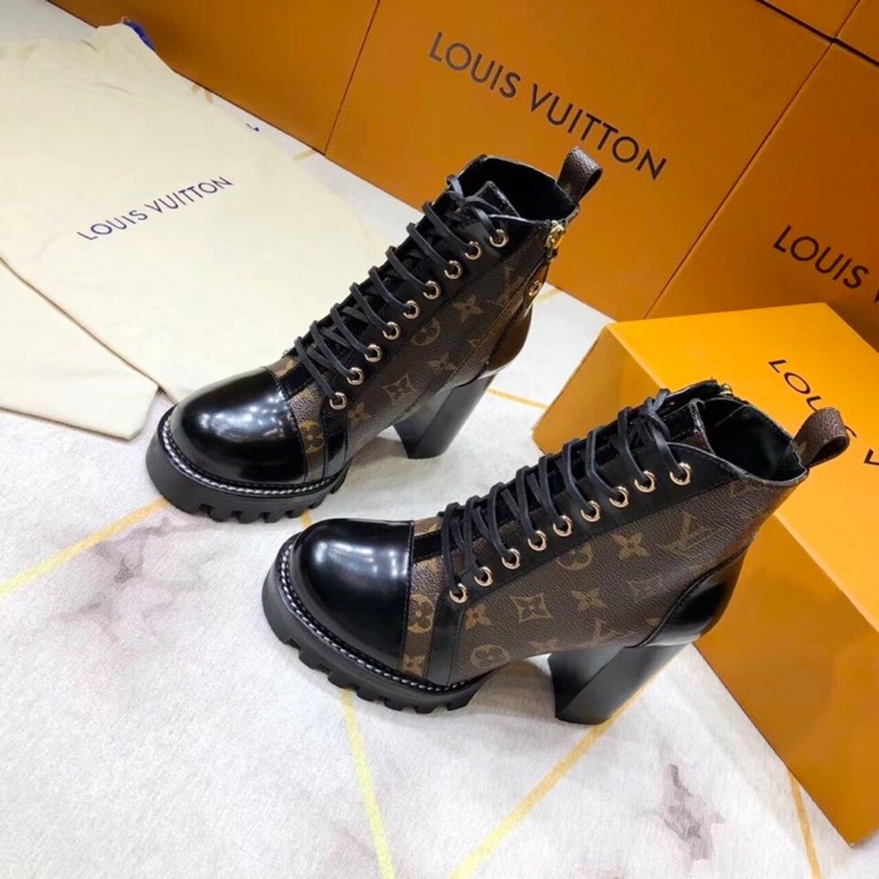 Louis Vuitton Star Trail Ankle Boot Patent Monogram Material Black For Women LV 1A2Y7P - Image 3