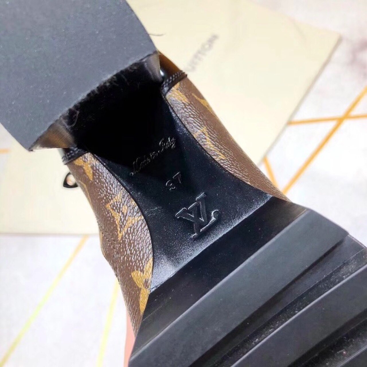 Louis Vuitton Star Trail Ankle Boot Patent Monogram Material Black For Women LV 1A2Y7P - Image 8