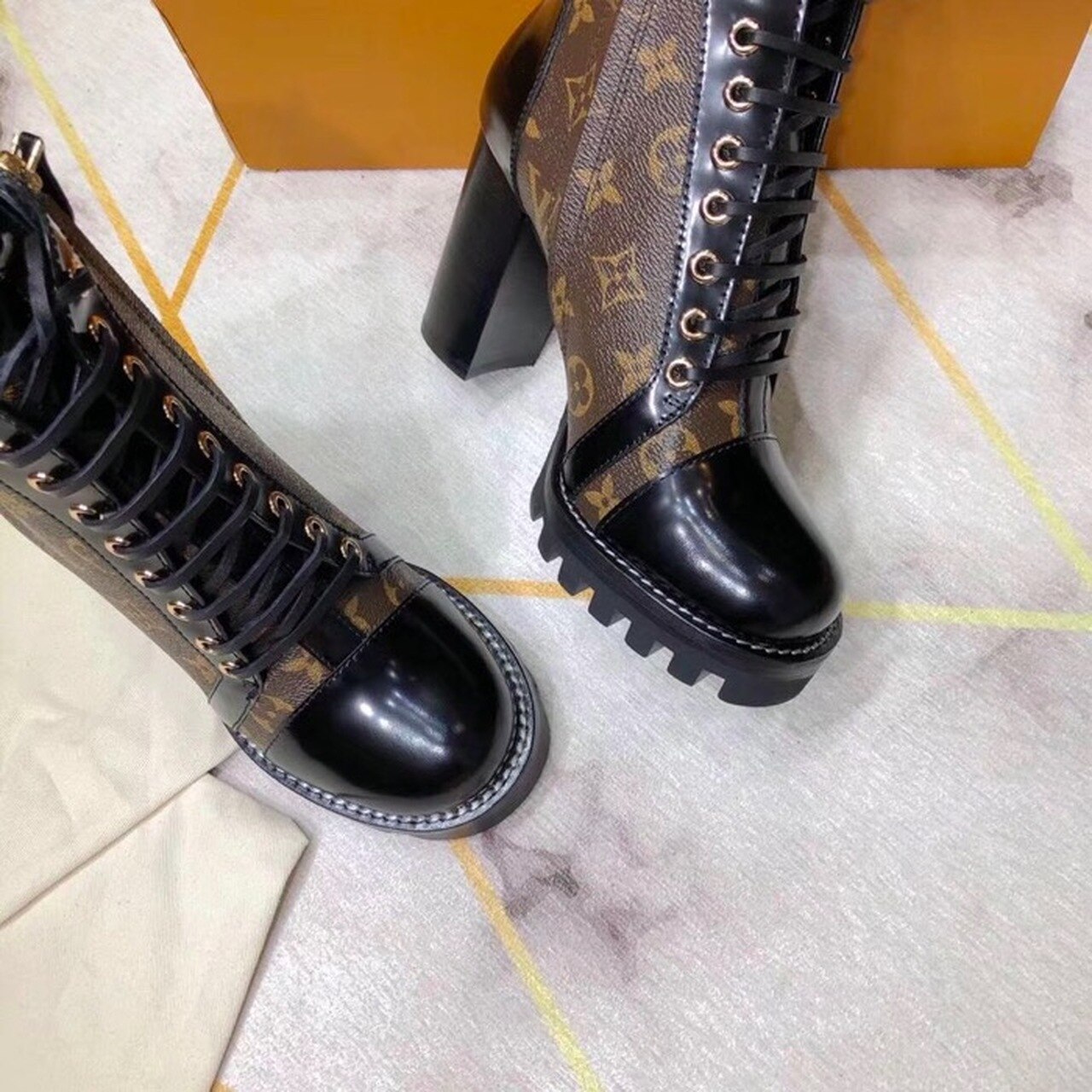 Louis Vuitton Star Trail Ankle Boot Patent Monogram Material Black For Women LV 1A2Y7P - Image 9