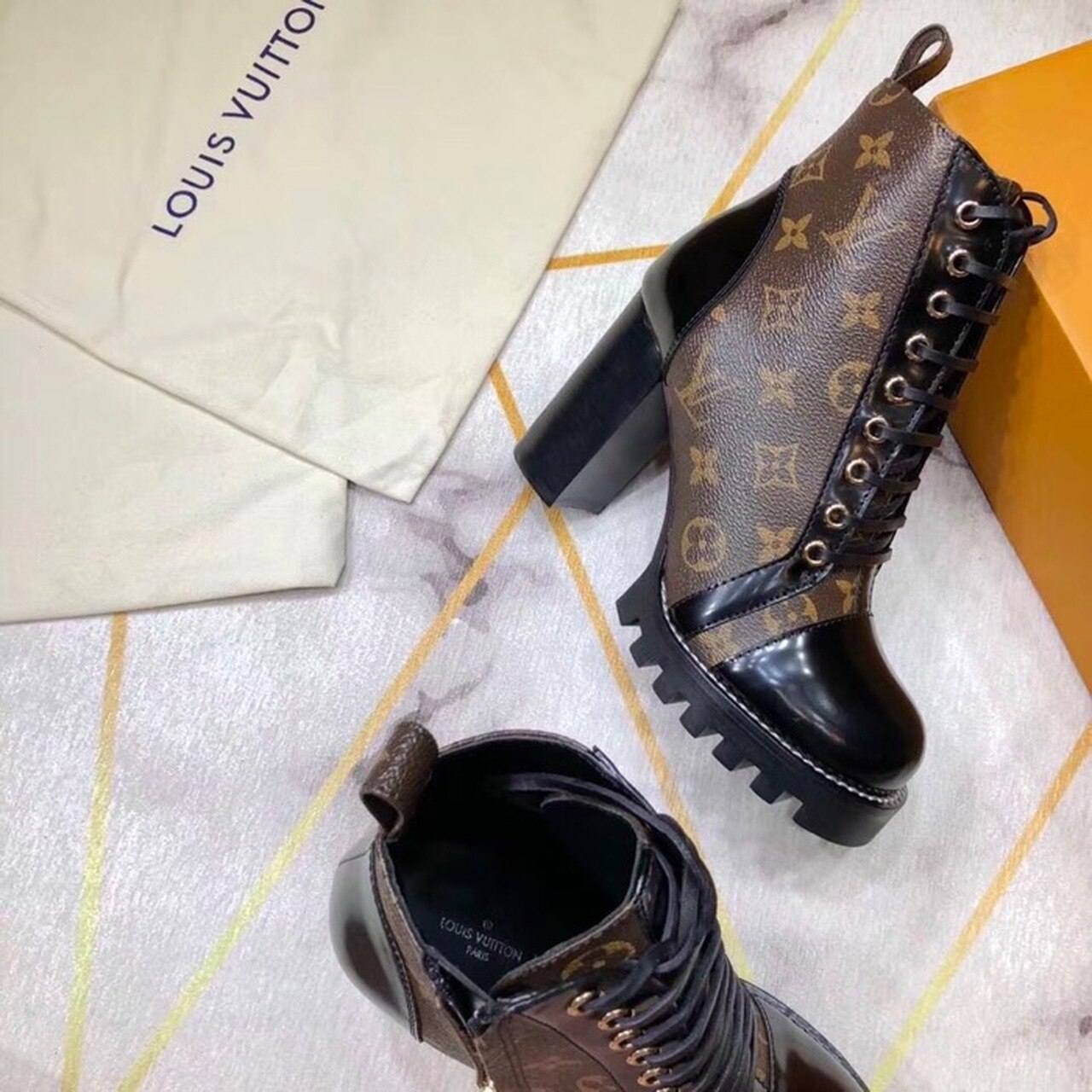 Louis Vuitton Star Trail Ankle Boot Patent Monogram Material Black For Women LV 1A2Y7P - Image 7