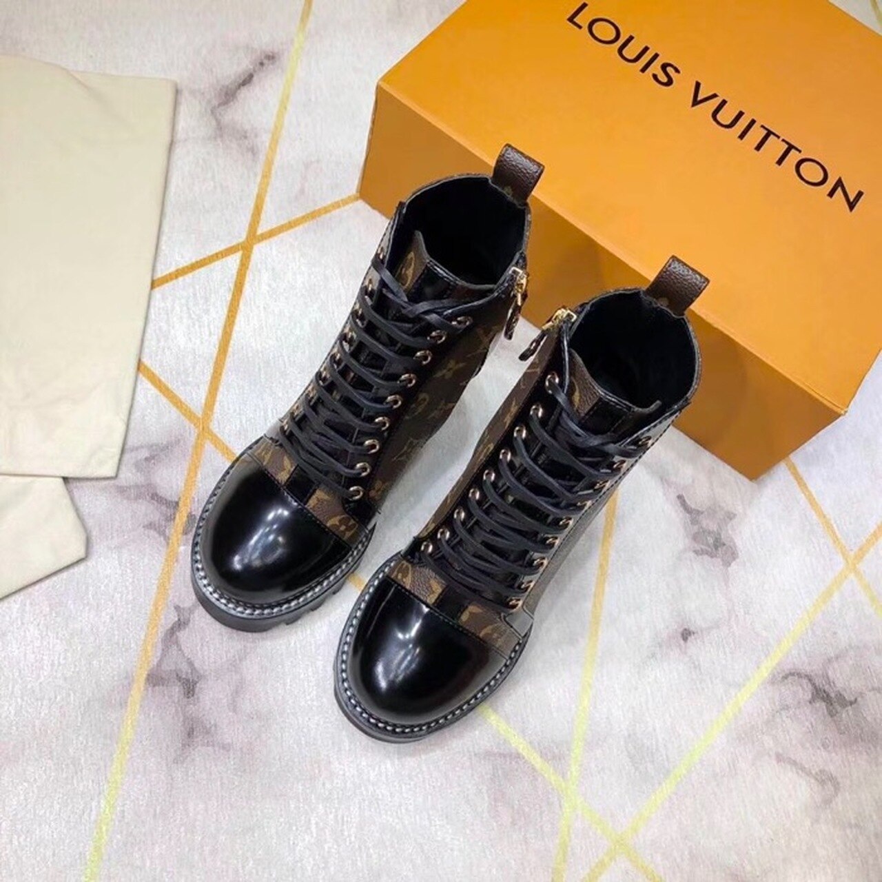 Louis Vuitton Star Trail Ankle Boot Patent Monogram Material Black For Women LV 1A2Y7P - Image 5
