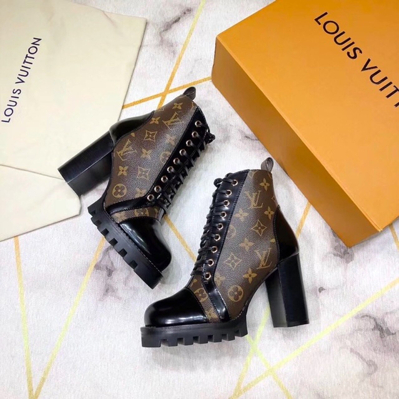 Louis Vuitton Star Trail Ankle Boot Patent Monogram Material Black For Women LV 1A2Y7P - Image 2