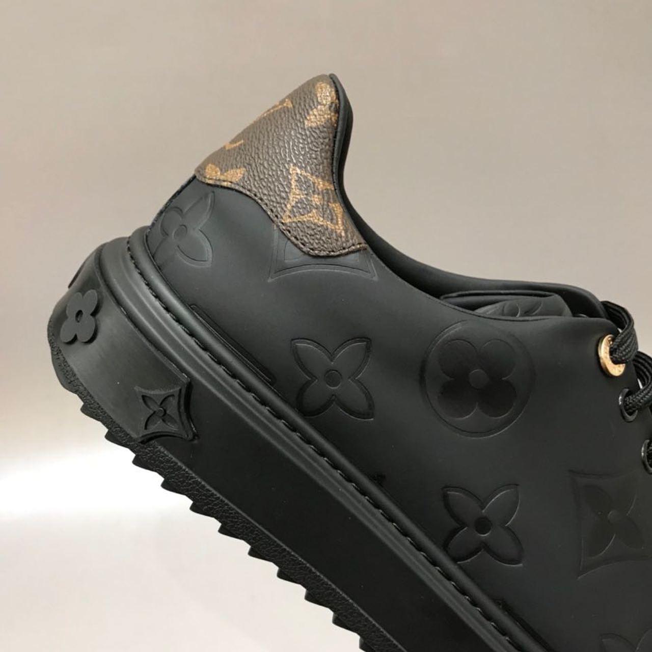 Louis Vuitton Time Out Sneaker Patent Monogram Material Black For Women LV - Image 5
