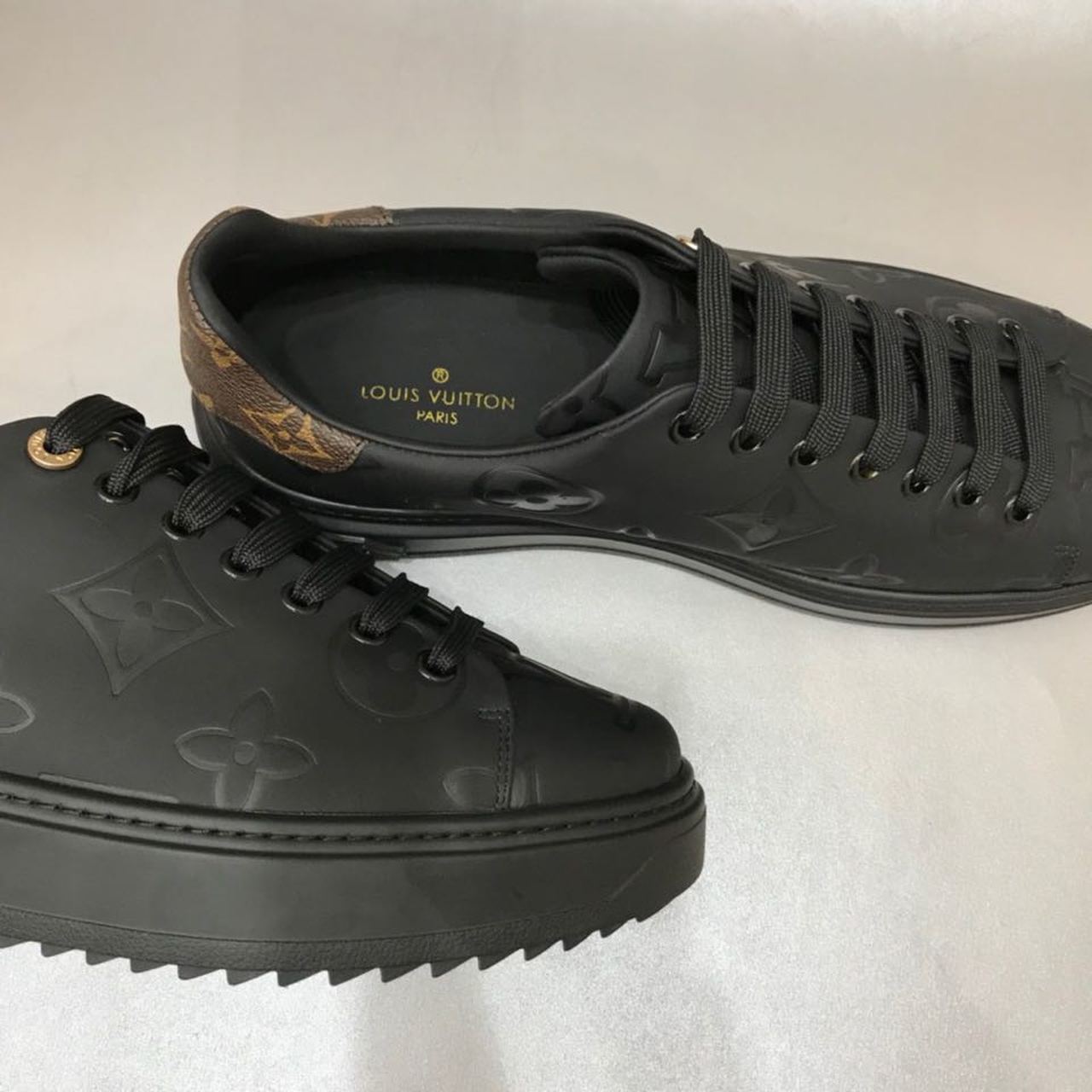 Louis Vuitton Time Out Sneaker Patent Monogram Material Black For Women LV - Image 9