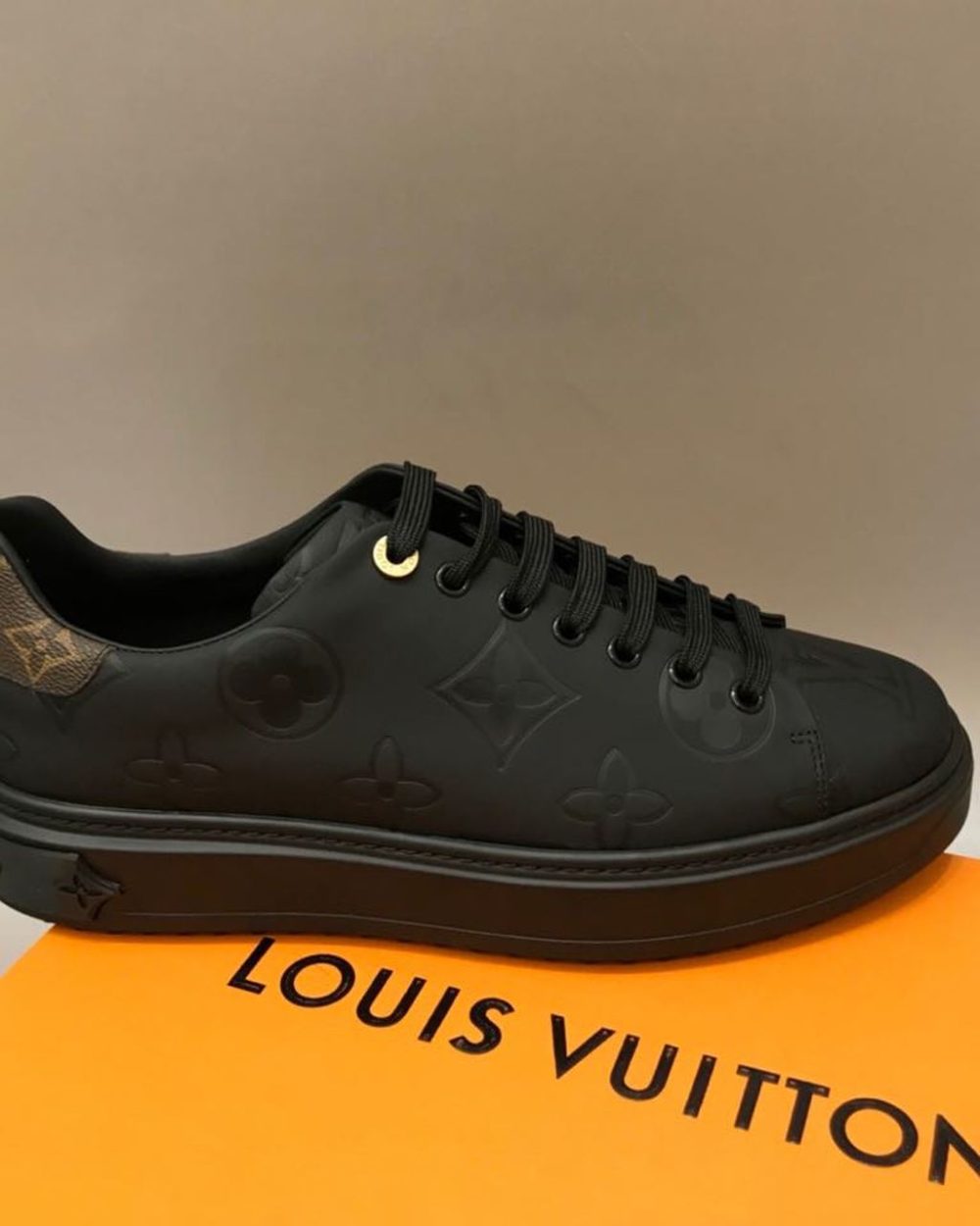 Louis Vuitton Time Out Sneaker Patent Monogram Material Black For Women LV