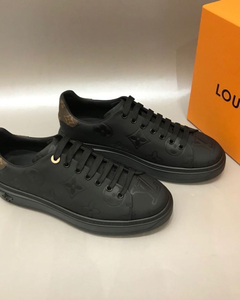 Louis Vuitton Time Out Sneaker Patent Monogram Material Black For Women LV