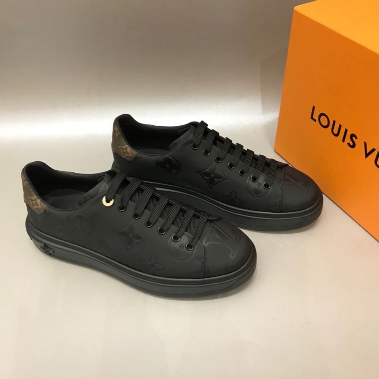 Louis Vuitton Time Out Sneaker Patent Monogram Material Black For Women LV - Image 7