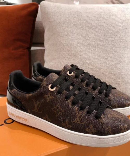 Louis Vuitton Time Out Sneaker Patent Monogram Material Brown For Women LV 1A8FJM