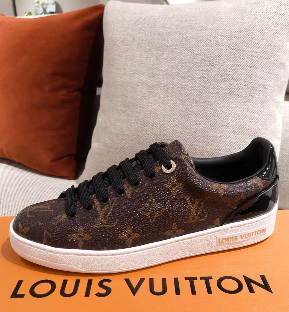 Louis Vuitton Time Out Sneaker Patent Monogram Material Brown For Women LV 1A8FJM