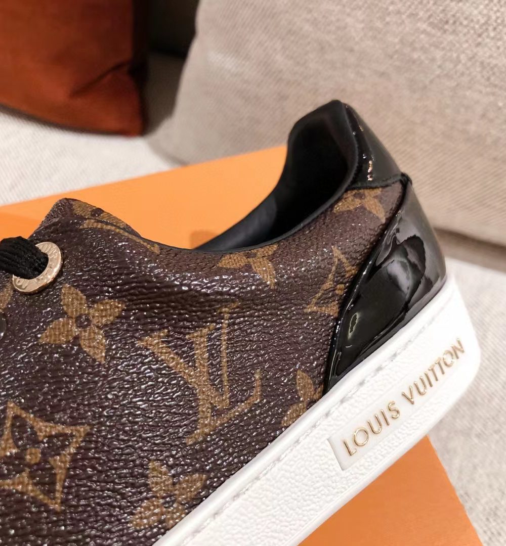 Louis Vuitton Time Out Sneaker Patent Monogram Material Brown For Women LV 1A8FJM