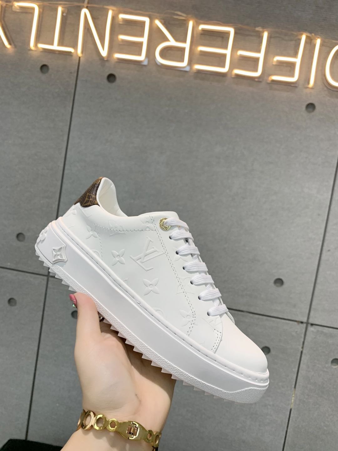 Louis Vuitton Time Out Sneaker White For Women LV 1A9HBD - Image 4