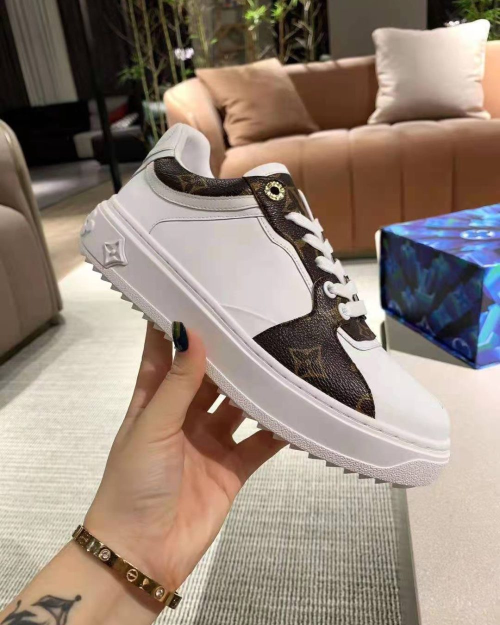 Louis Vuitton Time Out Sneaker White/Brown For Women LV