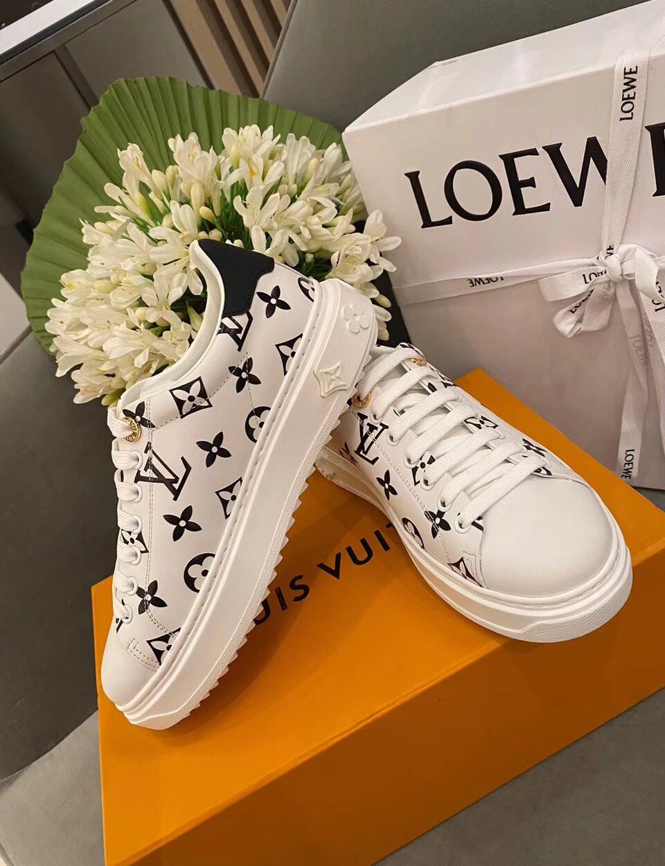 Louis Vuitton Time Out Sneakers White/Black For Women LV